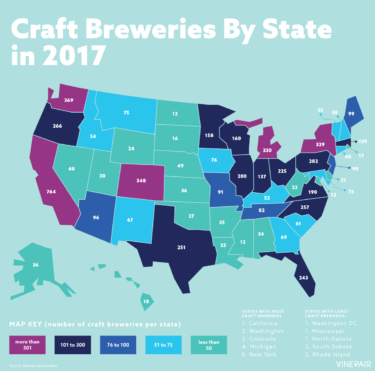 Mapped & Ranked: The States With The Most Craft Breweries In 2017 ...