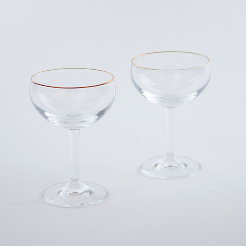 Leopold Gold Rimmed Coupe Glasses