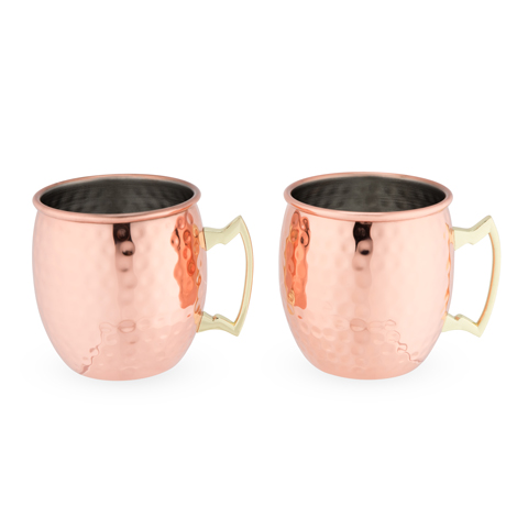 Hammered copper moscow mule mug set of two