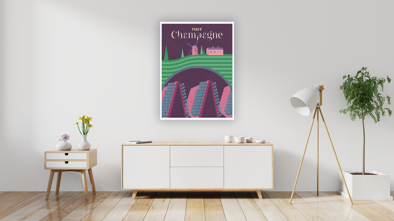 Champagne Wine Region Travel Poster