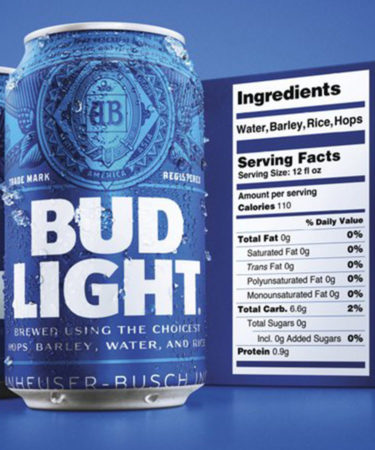 Bud Light Bulks Up Its Nutrition Labels