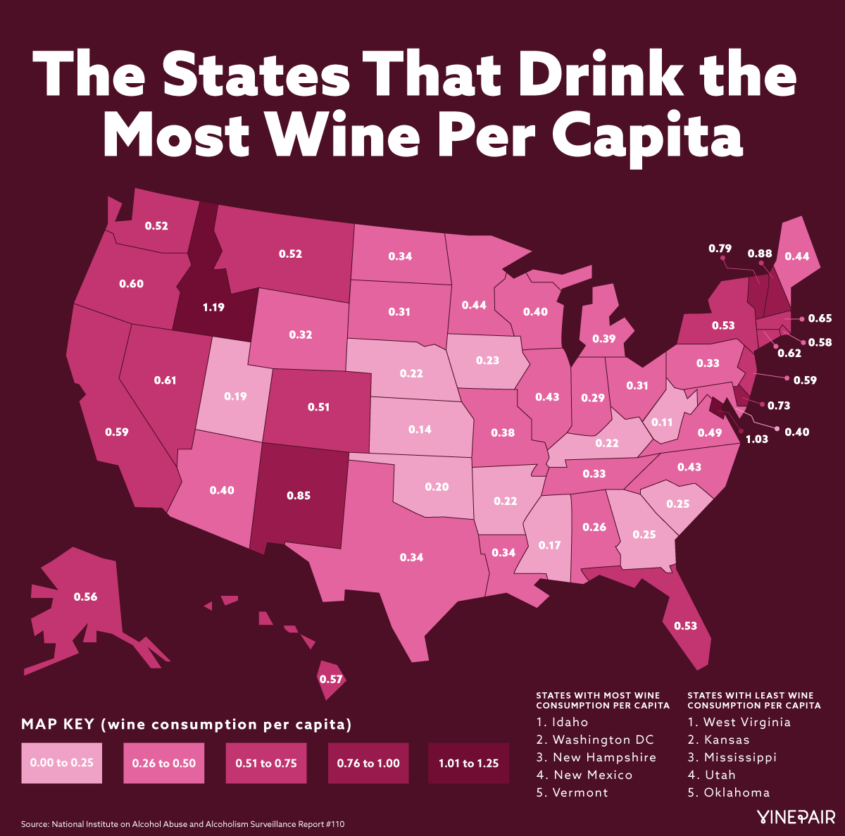 The States That Drink the Most Wine in America (Maps) VinePair