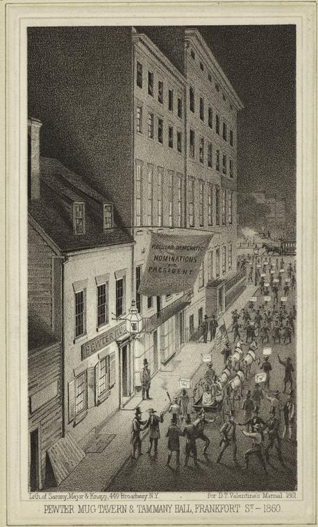 Pewter Mug Tavern & Tammany Hall, Frankfort Street, 1860