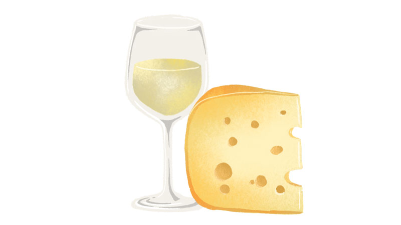 Viognier goes well with Jarlsberg cheese