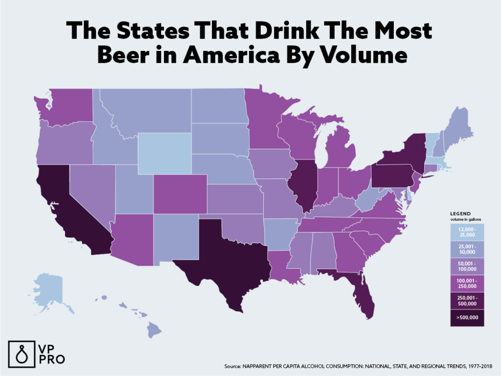 The States That Drink The Most Beer In America Map VinePair