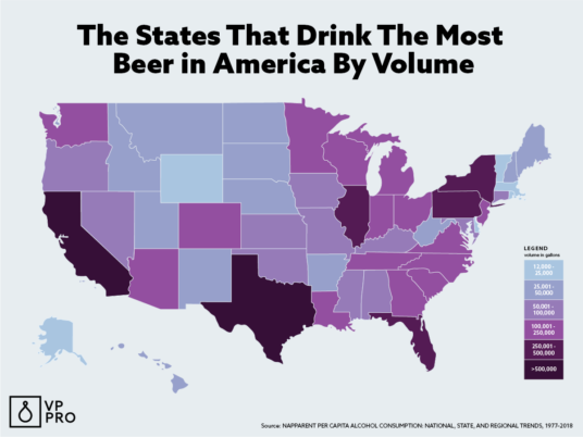 The States That Drink The Most Beer In America Map Vinepair