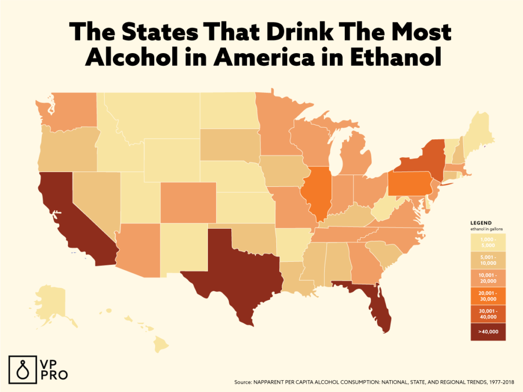 The States That Drink the Most Alcohol in America [Map] | VinePair