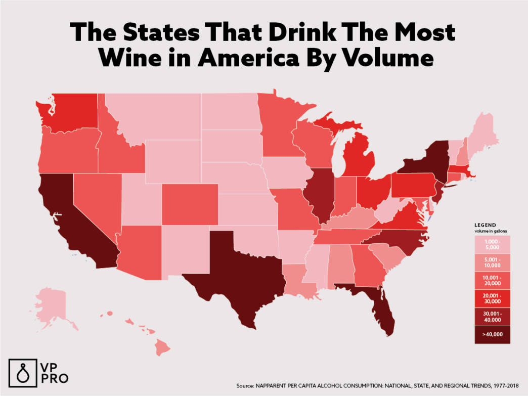 The States that Drink the Most Wine in America [Map] VinePair
