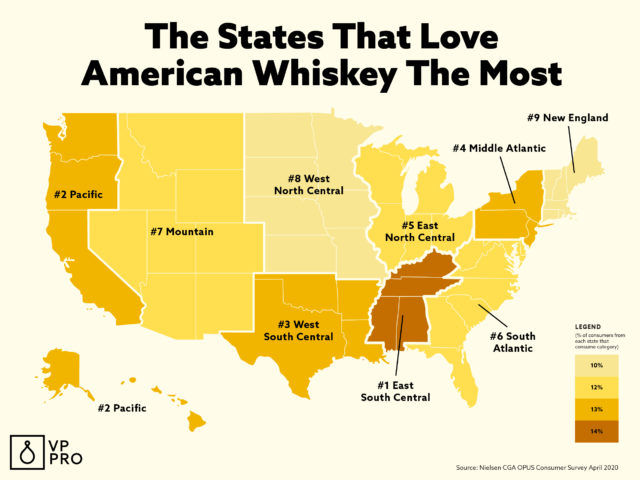 The States That Love American Whiskey the Most [Map] | VinePair