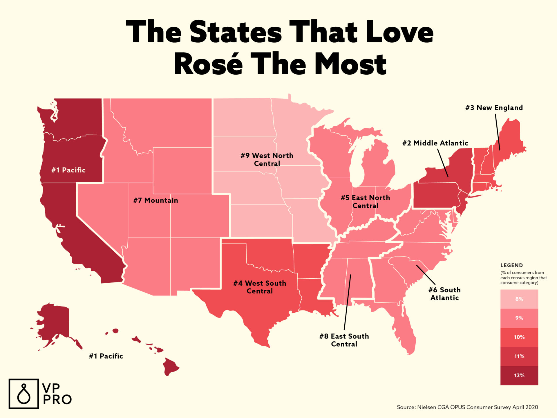 The States That Love Rosé the Most [Map] VinePair