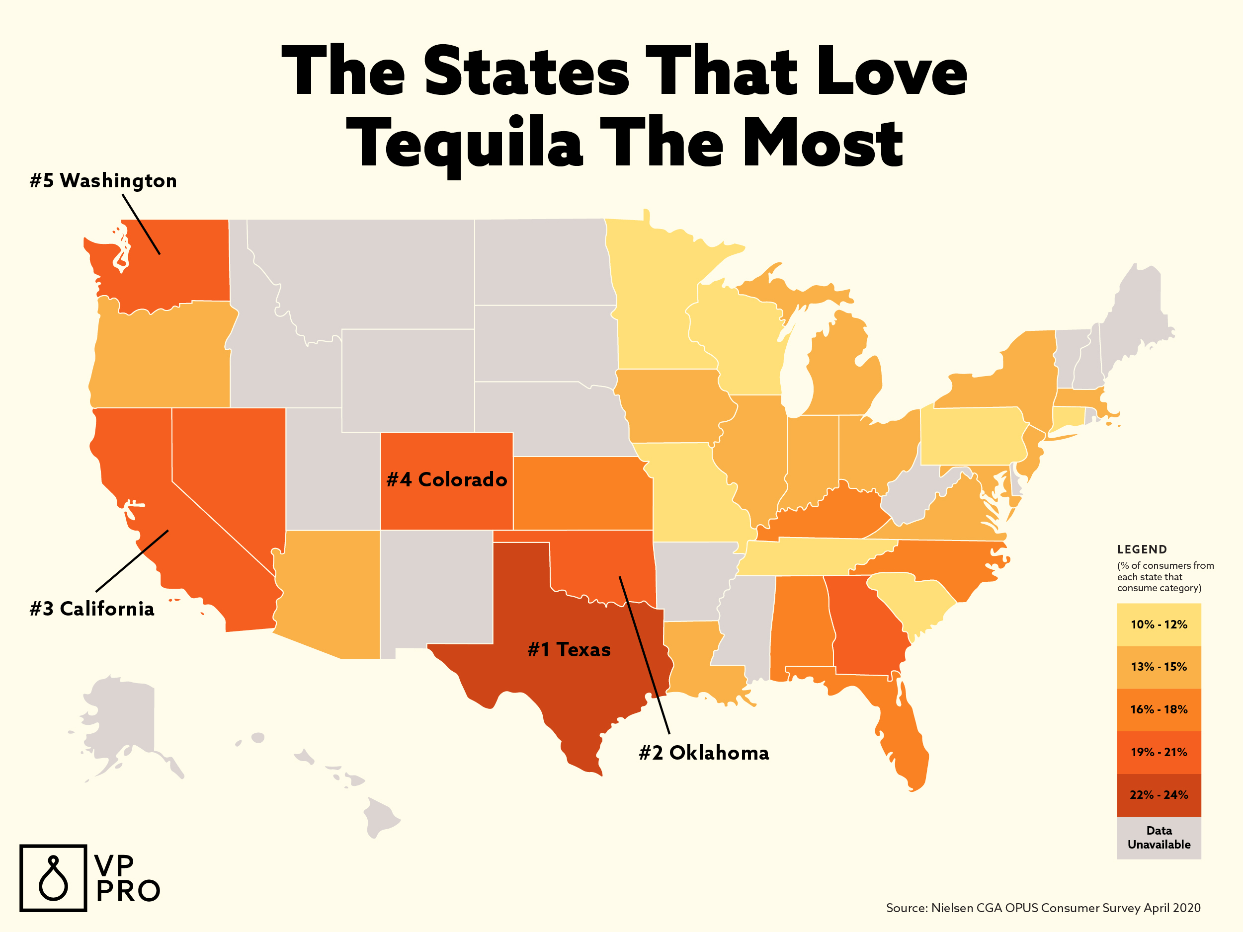 Map: The States That Love Tequila the Most