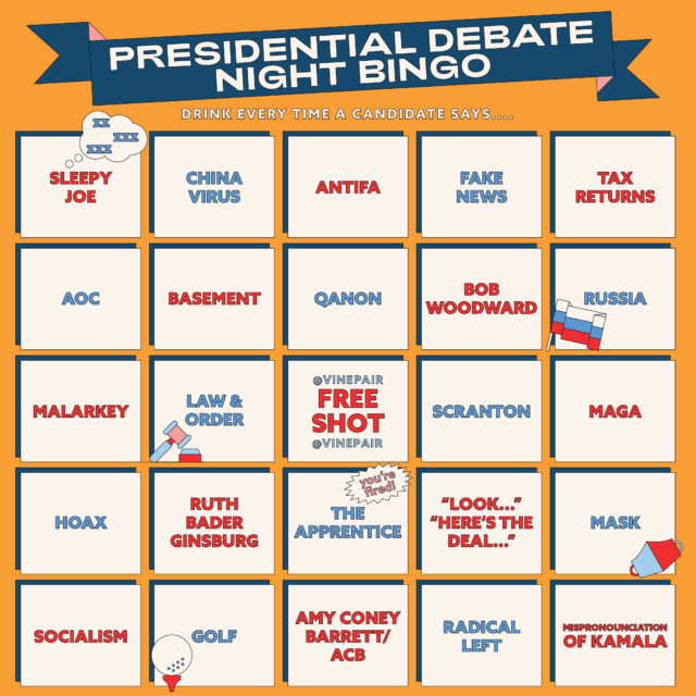 2020 1st Presidential Debate Bingo Card Drinking Game | VinePair