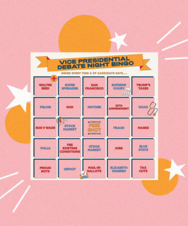 2020 Vice Presidential Debate Bingo Card Drinking Game