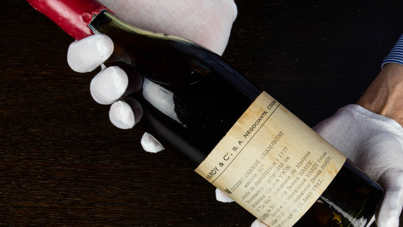 A rare 1777 cognac from the Hardy maison will soon go up for auction.