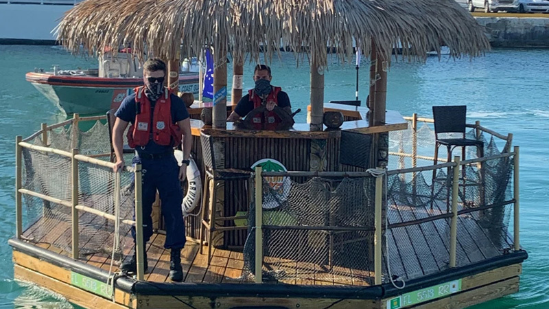 A man was arrested in Florida after stealing a floating tiki bar.