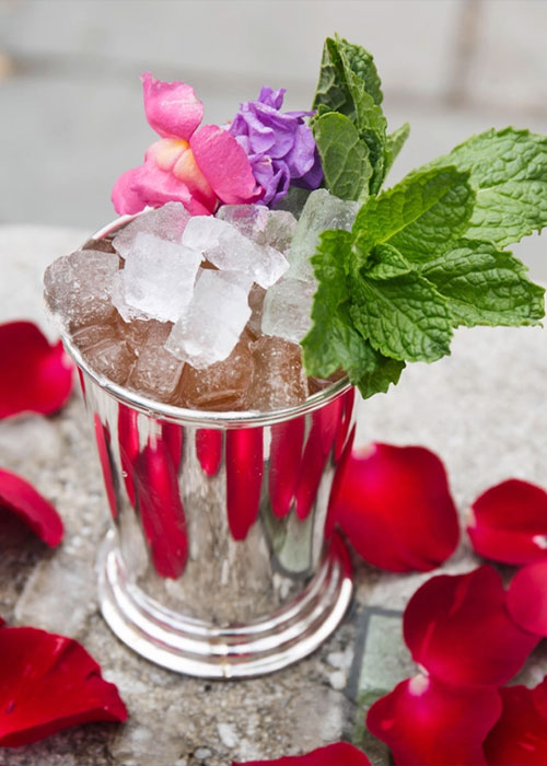 The Sparkling Rose Julep is one of the best bourbon cocktail recipes for spring.