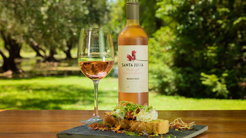 Santa Julia’s Rosé is produced entirely from organically-grown Malbec grapes.
