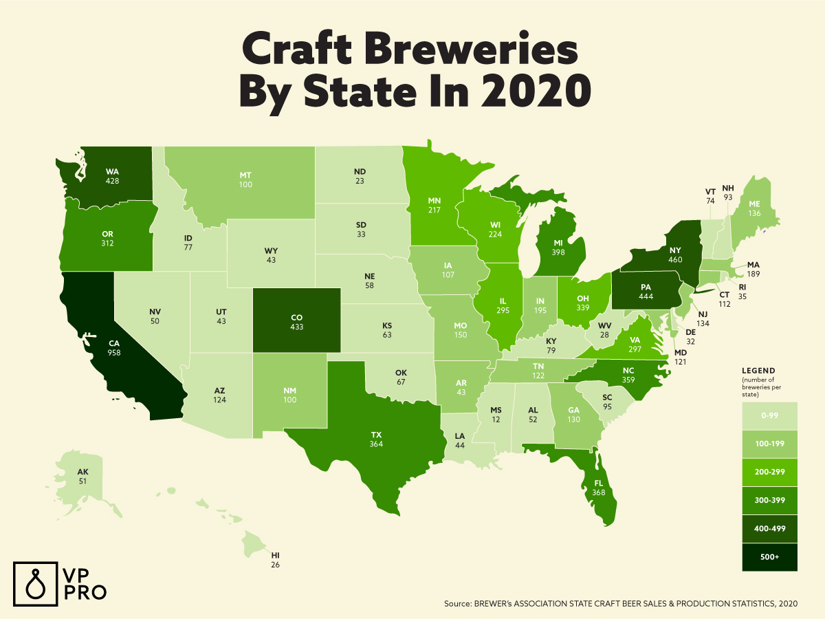 Mapped & Ranked The States With the Most Craft Breweries in 2020