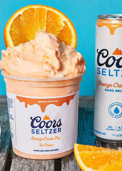 Coors' orange cream pop flavored hard seltzer infused ice cream is shipping soon.
