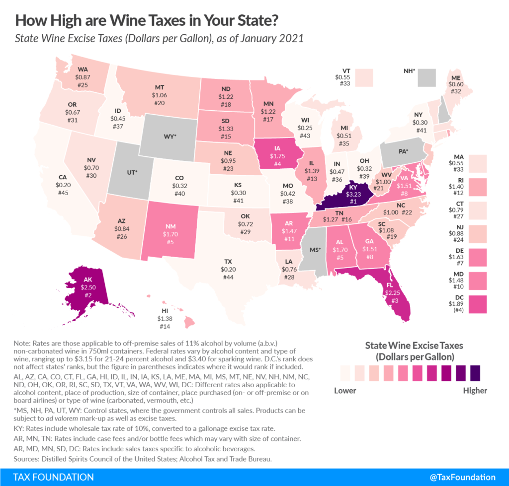 How Much Every State Taxes Wine 2021 [Map] VinePair