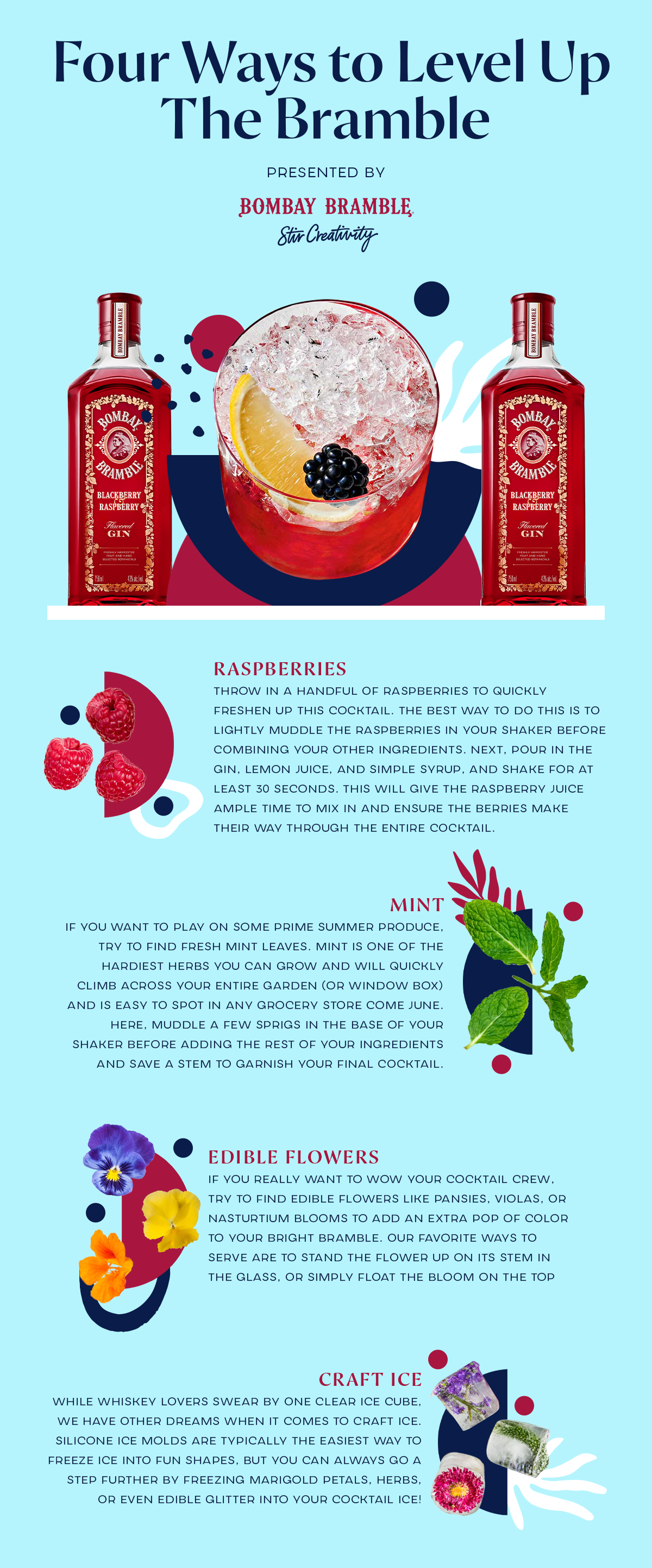 an infographic showing how to make the Bombay Bramble & Tonic cocktail.