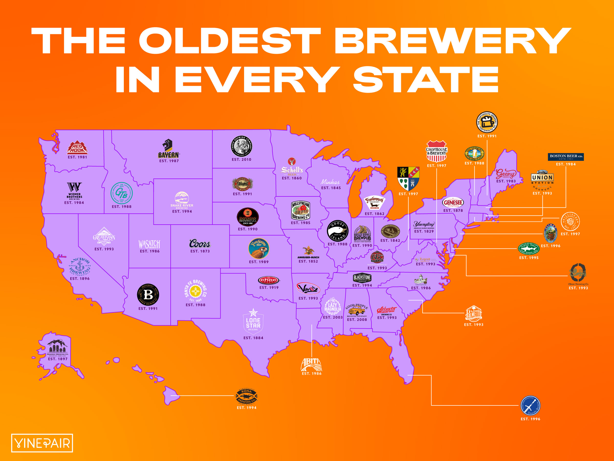 This map documents the oldest breweries in every state.