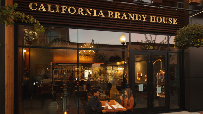 California Brandy House has replicas of both a copper pot and a column still in the window for visitors to better understand the Brandy-making process.