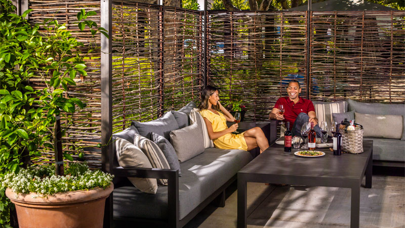 Enjoy elegant al fresco tastings, bottle service, and multi-course wine-and-food pairings in your own private cabana.