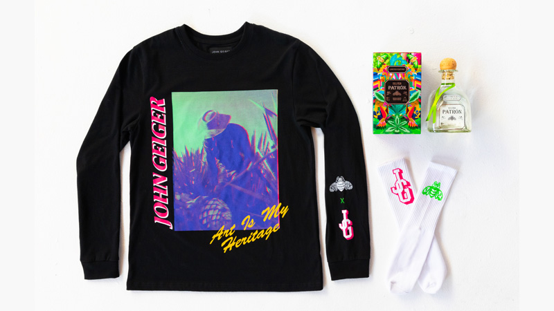 Known for his limited-edition kicks, often sported by NBA and NFL stars like Jayson Tatum, Kyle Kuzma, Tyler Herro, and Odell Beckham, John Geiger has designed a collection of socks and long-sleeve shirts that take their inspiration from this year’s Mexican Heritage Tin.