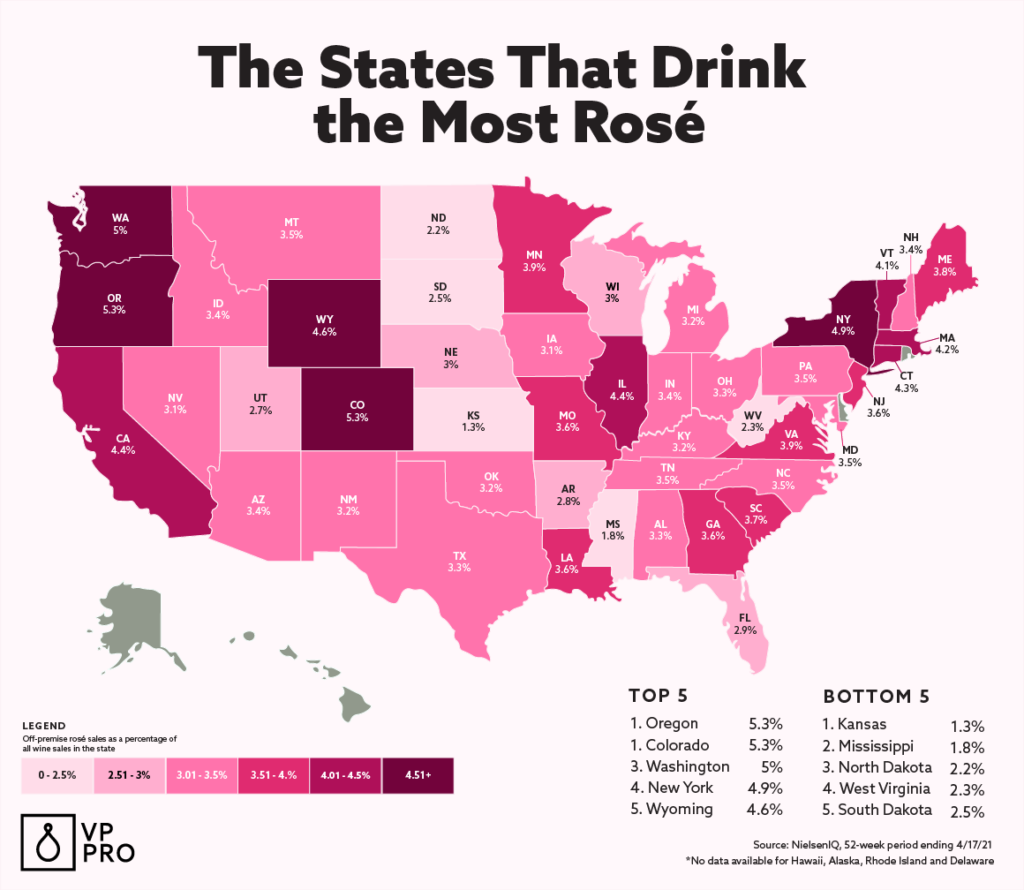 The States That Drink The Most Rosé [MAP] | VinePair