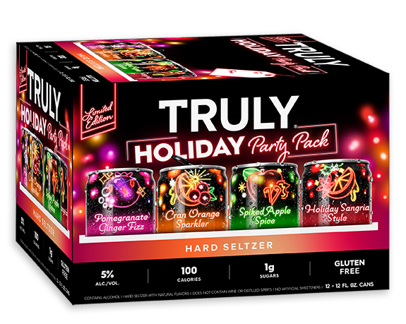 Truly Hard Seltzer Holiday Party Pack features four new seasonal flavors.