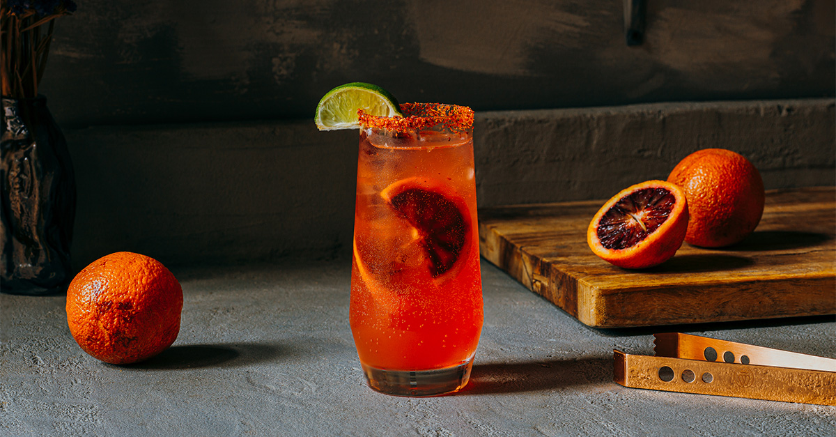 Featuring Don Julio and blood orange sparkling water, this paloma is an ode to the pairing of tequila and the jewel-toned winter citrus.