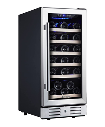 Built-in Odour Filter Innovative Refrigerator Fridge KLARSTEIN Vinovilla 7 Wine Cooler Stainless Steel Fits Perfectly 7 Wine Bottles 16 L Capacity Glass Odourless Black/Silver