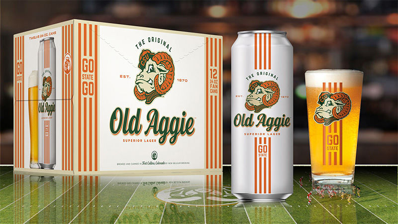 New Belgium created Old Aggie Superior Lager, the label featuring a retro ram’s head logo that nods to the college’s sports teams, the Colorado State Rams.
