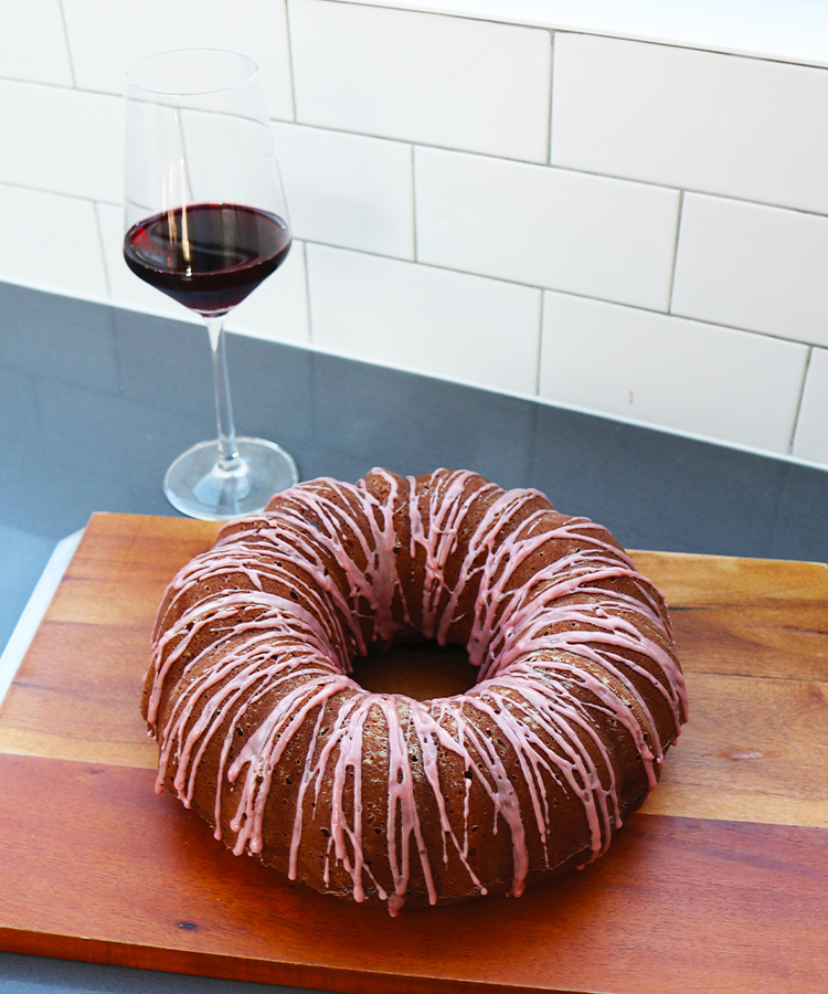 This cake combines red wine with chocolate for a perfect Valentine's Day dessert