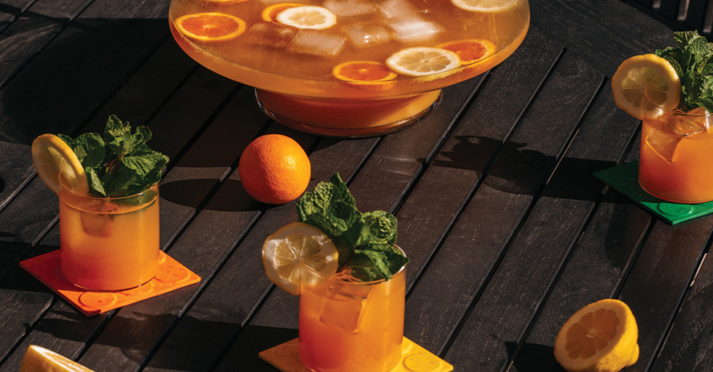 Learn how to make the Crown Apple Cove, a tropical mix of Crown Royal Regal Apple, pineapple, orange, and guava juice with sparkling wine.