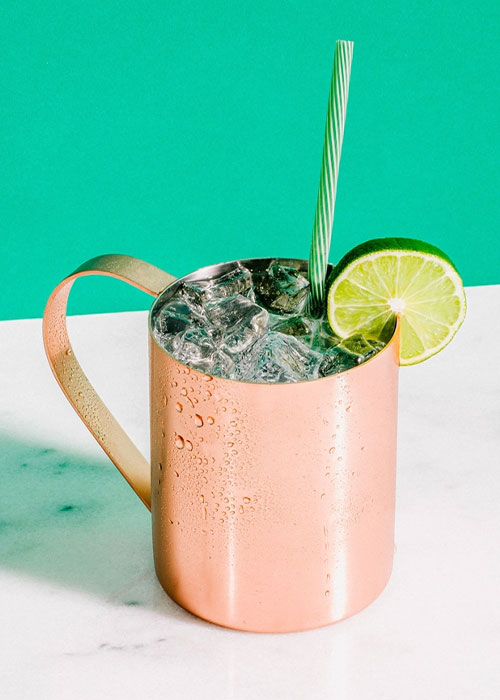 The Mexican Mule swaps out tequila for vodka in this mule variation.
