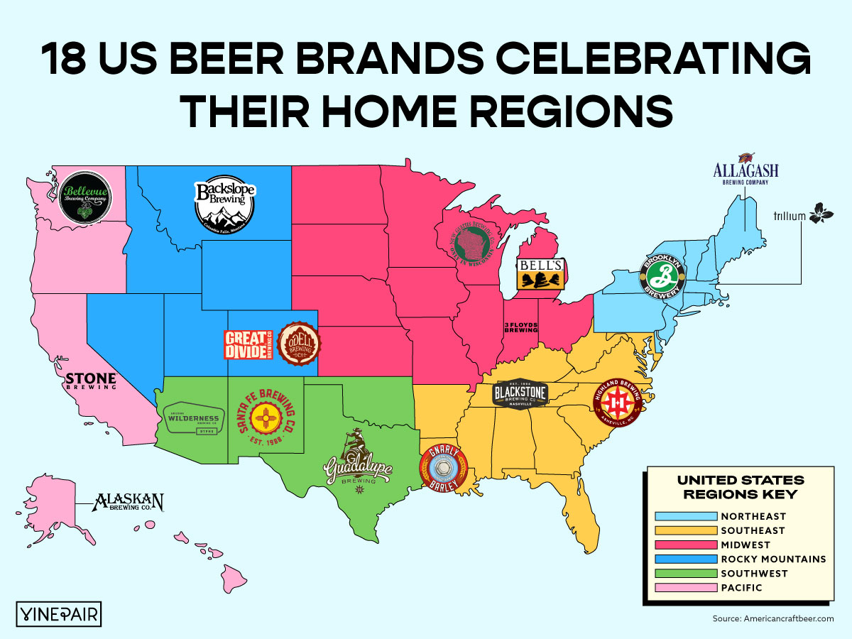 A Map of 18 U.S. Beer Brands Celebrating Their Home Regions