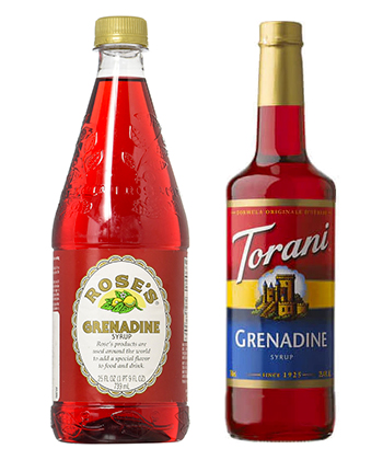 What is grenadine syrup? Two popular brands of grenadine.