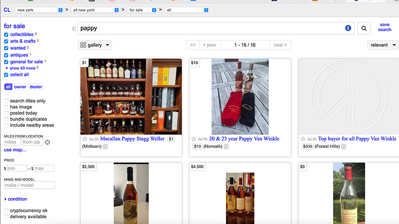 Craig's List is a place famous bourbons that are collected can be found.