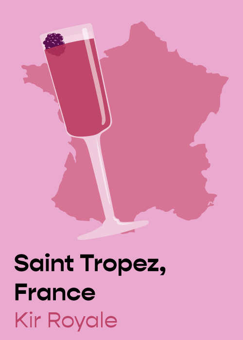 The Kir Royale is a great cocktail to make when you're stuck at home and want to feel like you're in Saint-Tropez, France.