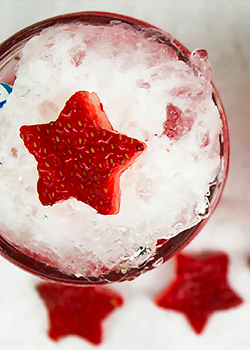 Strawberries and Cream Snow Cones are one of the best vodka cocktails for Summer.