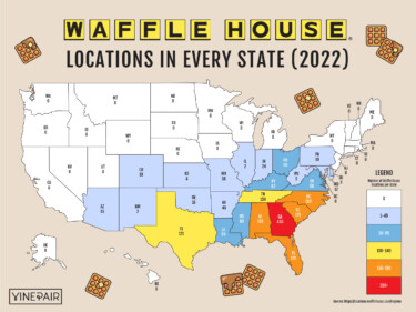 The Number of Waffle Houses in Every State [MAP] | VinePair