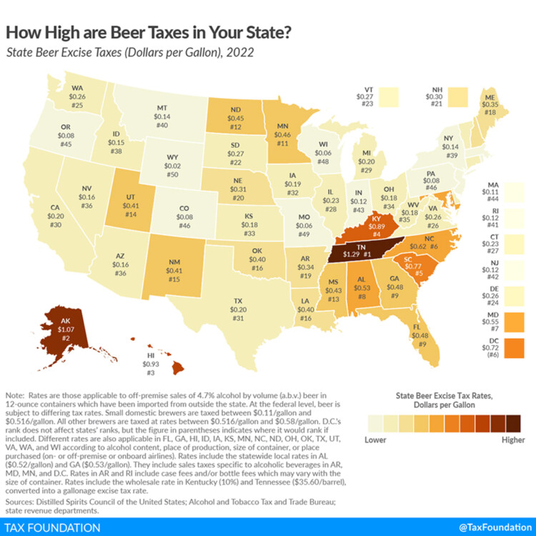 How Much Every State Taxes Beer (2022) [Map] | VinePair
