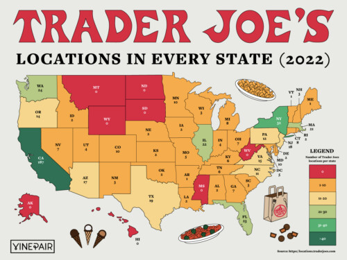 The Number of Trader Joe's Locations in Each State [MAP] | VinePair