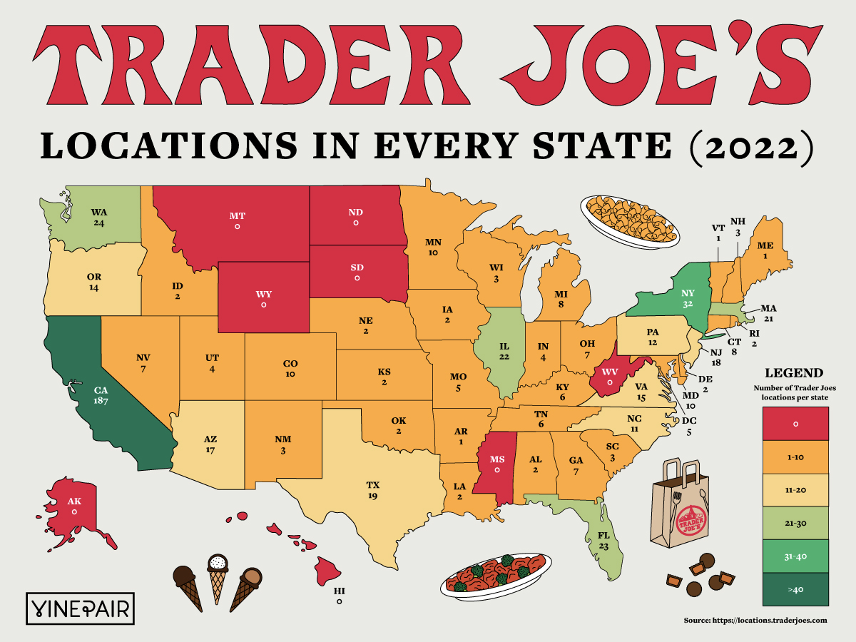 The Number of Trader Joe's in Each State [MAP]