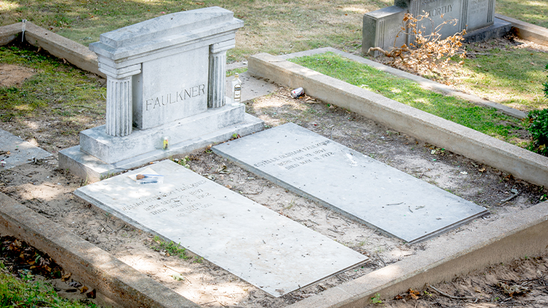 William Faulkner's grave is a known drinking spot in college town Oxford Miss. 