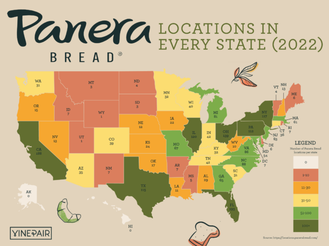 The Number of Panera Breads in Every State [MAP] | VinePair