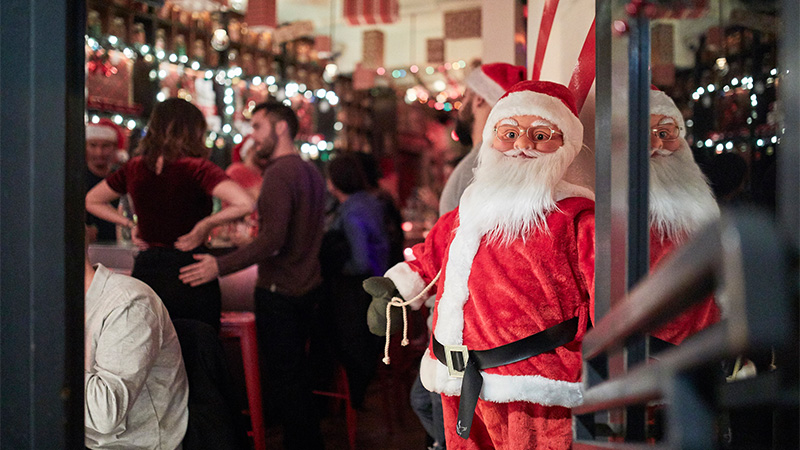 Miracle on 9th Street is a Christmas themed bar in New York.