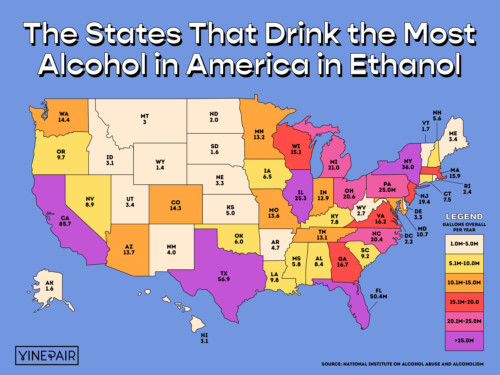 The States That Drink the Most Alcohol in America (2022) [Map] | VinePair